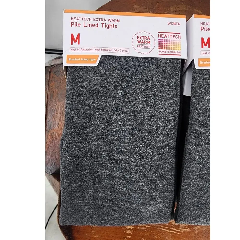 NEW NWT  HeatTech Women's Extra‎ Warm Pile Lined Footed Tights Grey Medium Lot
